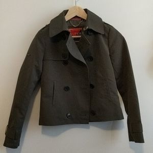 Superdry Olive Green Cropped Trench Coat size US 2